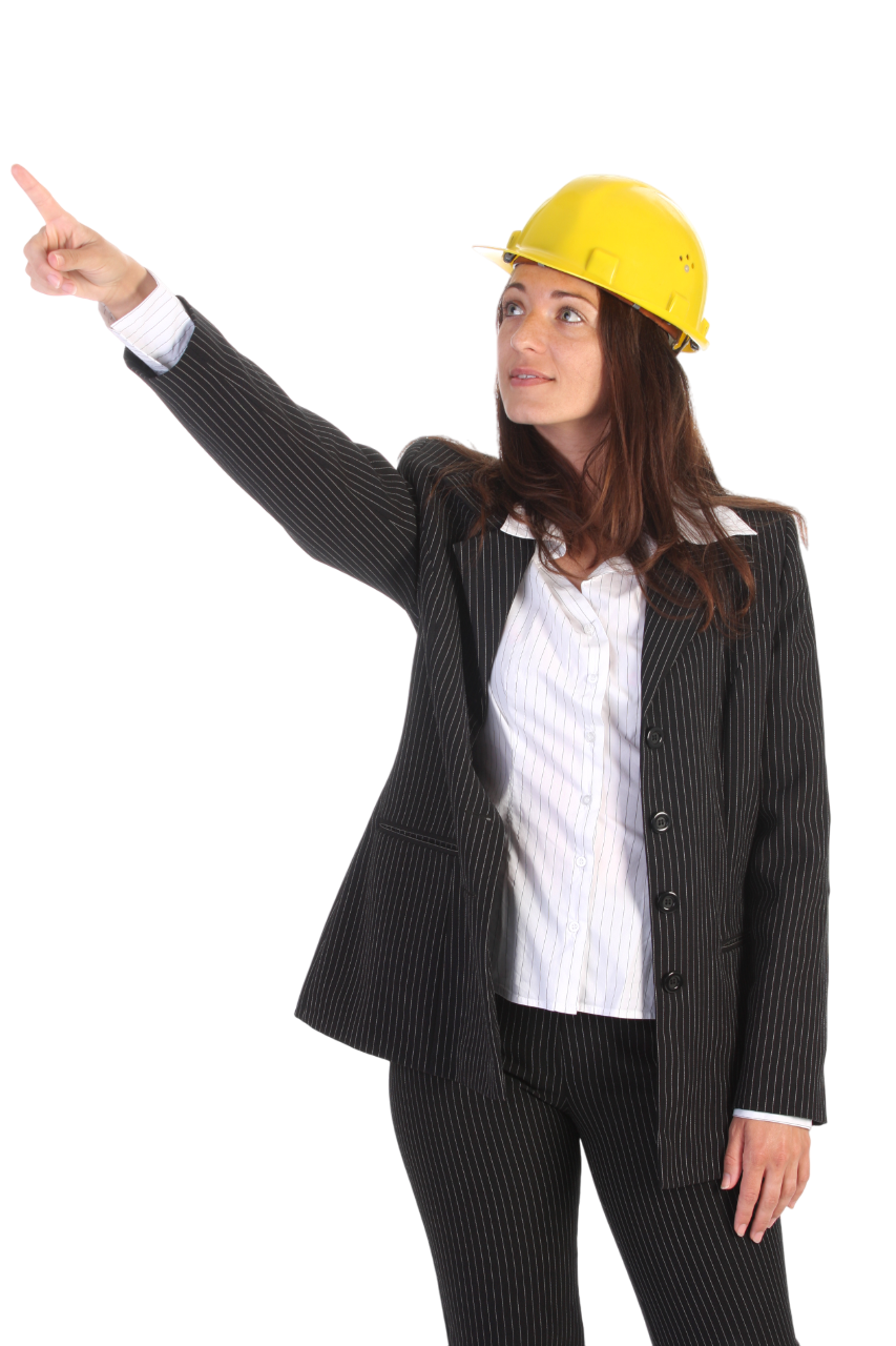 mulher engenheira civil apontando com o dedo mulher engenheira civil apontando com o dedo